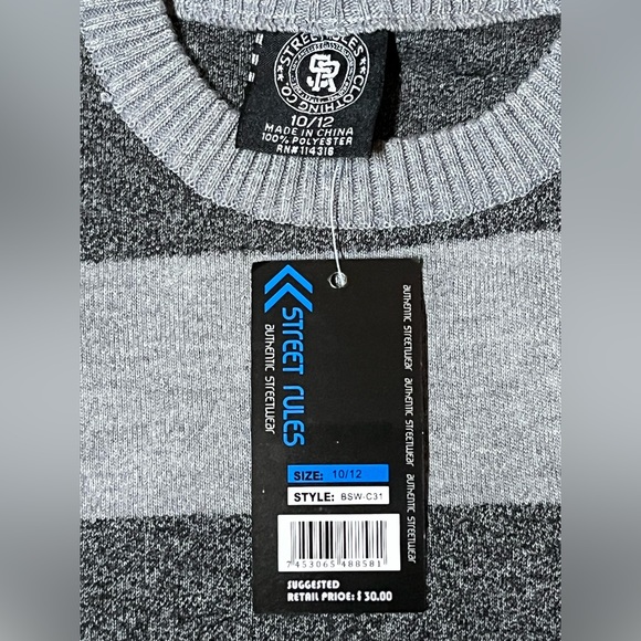 Youth Striped Sweater. Youth size 10/12. - Picture 3 of 3